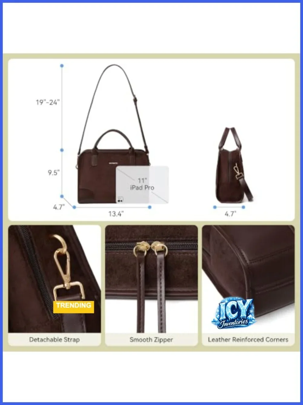 Women's Vintage Square Structured Satchel Handbag - Suede & Vegan Leather, Top